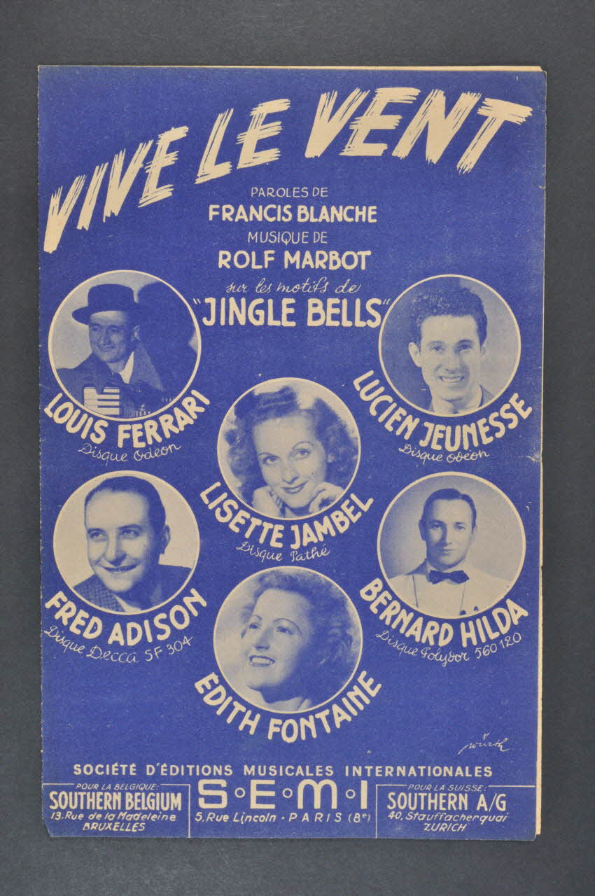 Francis Blanche ; Rolf Marbot ; S.E.M.I; chanson petit format Paris 8ème 1949 1965.177.96 Photo Mucem