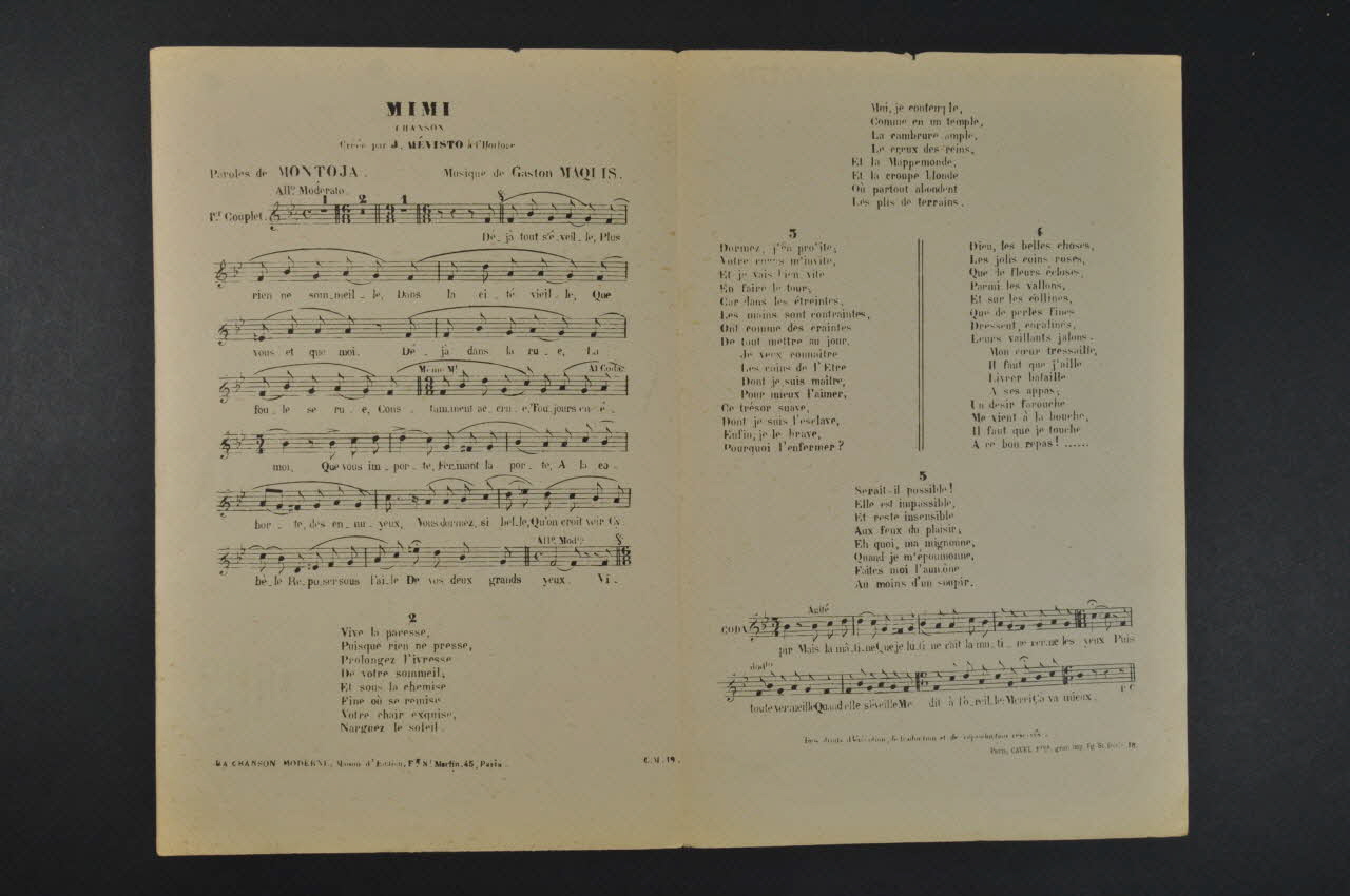 chanson petit format 1966.199.120 Photo Mucem