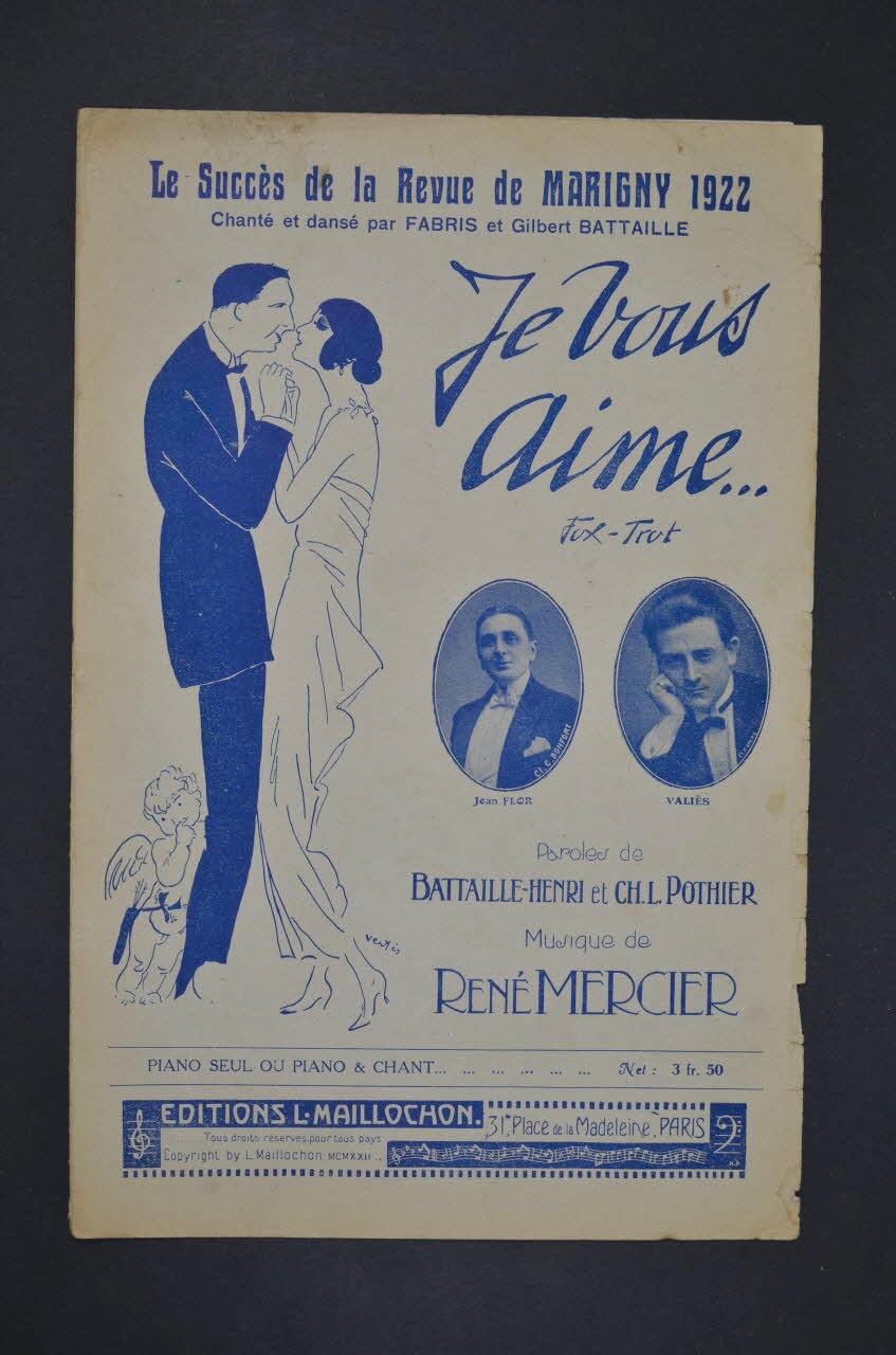 Jacques Battaille-Henri ; René Mercier ; Charles-Louis Pothier ; Jean Flor ; Valiès ; L. Maillochon chanson petit format Île-de-France, France 1922 1966.199.121 Photo Mucem
