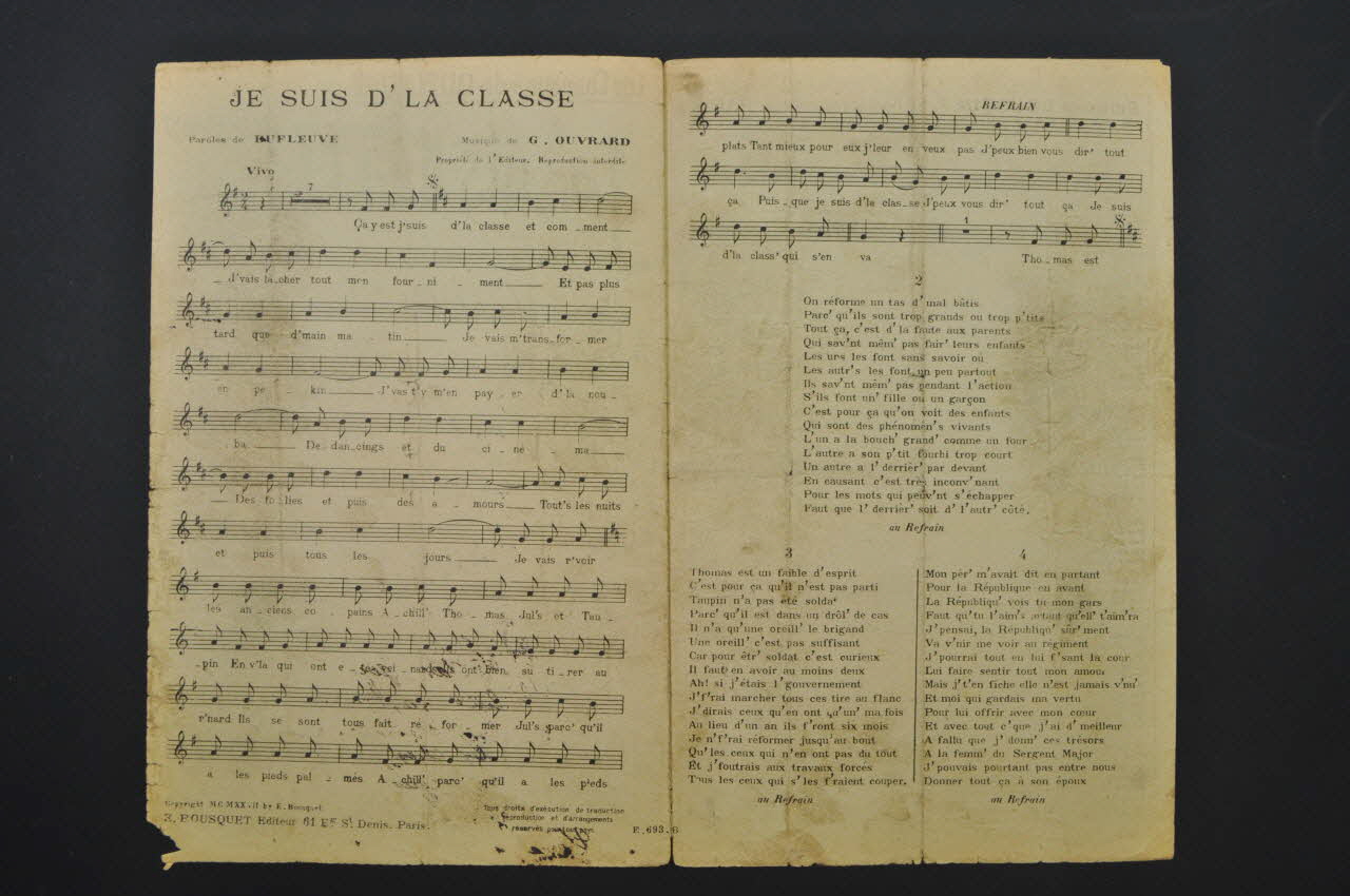 Dufleuve ; Ouvrard ; E. Bousquet chanson petit format Île-de-France, France 1927 1965.183.11 Photo Mucem