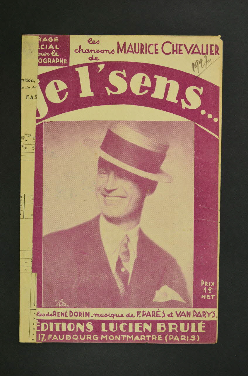 Georges Van Parys ; Philippe Parès ; René Dorin ; Maurice Chevalier ; Lucien Brulé chanson petit format 1927 1965.183.44 Photo Mucem