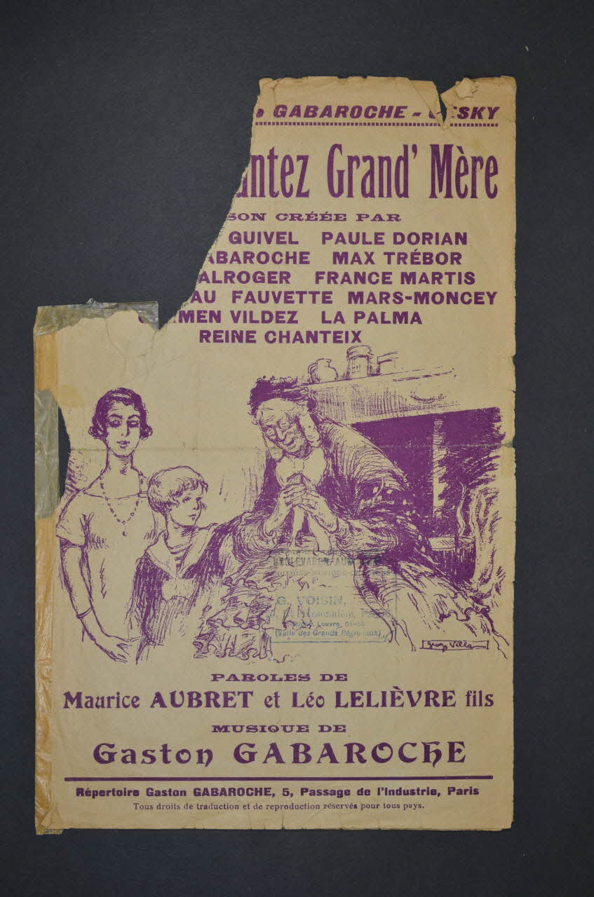 Maurice Aubret ; Gaston Gabaroche ; Léo Fils Lelièvre chanson petit format Île-de-France, France 1926 1966.199.37 Photo Mucem