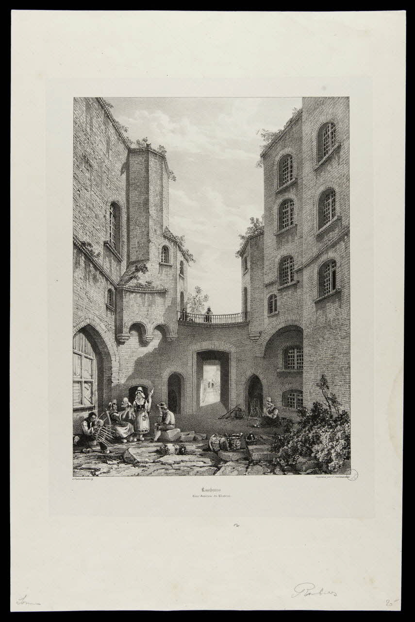 estampe Rambures.  Cour Interieur du Chateau 1969.23.10 Photo