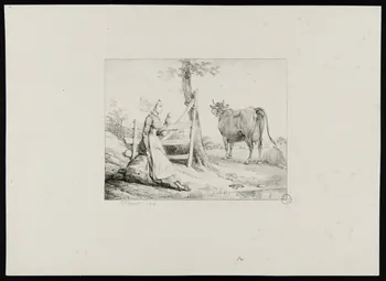 estampe Femme qui garde ses vaches. 1969.23.2  Photo