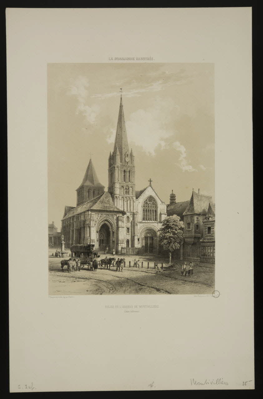 estampe LA NORMANDIE ILLUSTREE.  EGLISE DE L'ABBAYE DE MONTIVILLIERS.  (Seine-Inférieure) 1969.23.7 Photo