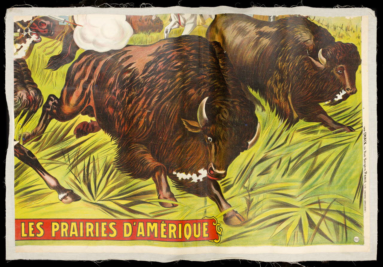 affiche BUFFALO BILL'S WILD WEST  AND CONGRESS OF ROUGH RIDERS OF THE WORLD  [CHASSE AUX BUFFLES] DANS LES PRAIRIES D'AMERIQUE (4ème partie) 1969.31.26.4 Photo