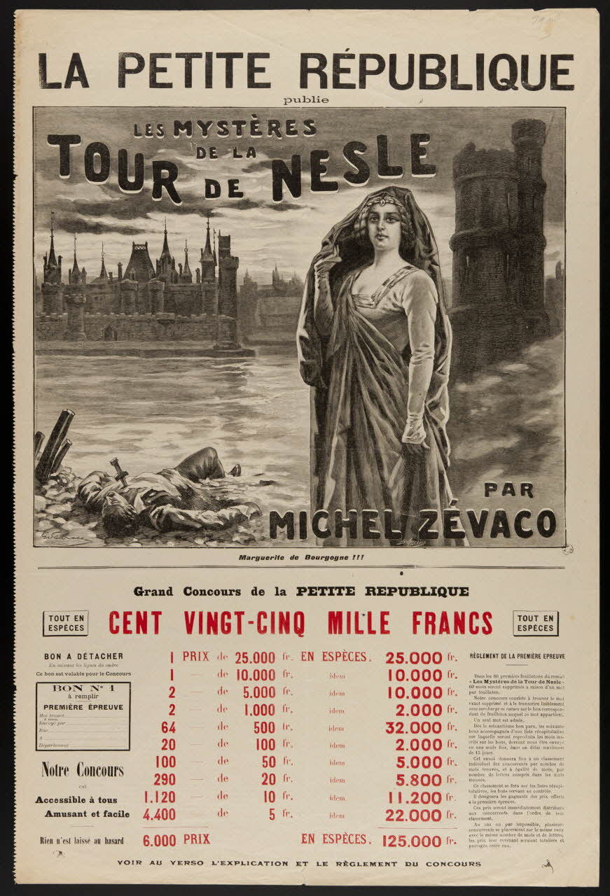 estampe LA PETITE REPUBLIQUE  publie  LES MYSTERES  DE LA  TOUR DE NESLE 1969.36.142  Photo