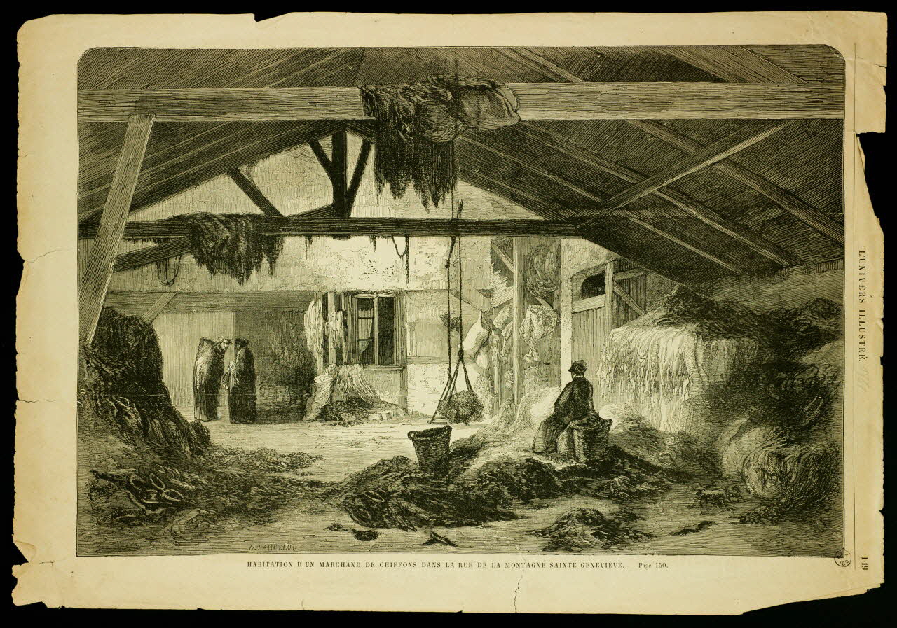 estampe HABITATION D'UN MARCHAND DE CHIFFONS DANS LA RUE DE LA MONTAGNE-SAINTE-GENEVIEVE. 1969.36.38 Photo Mucem