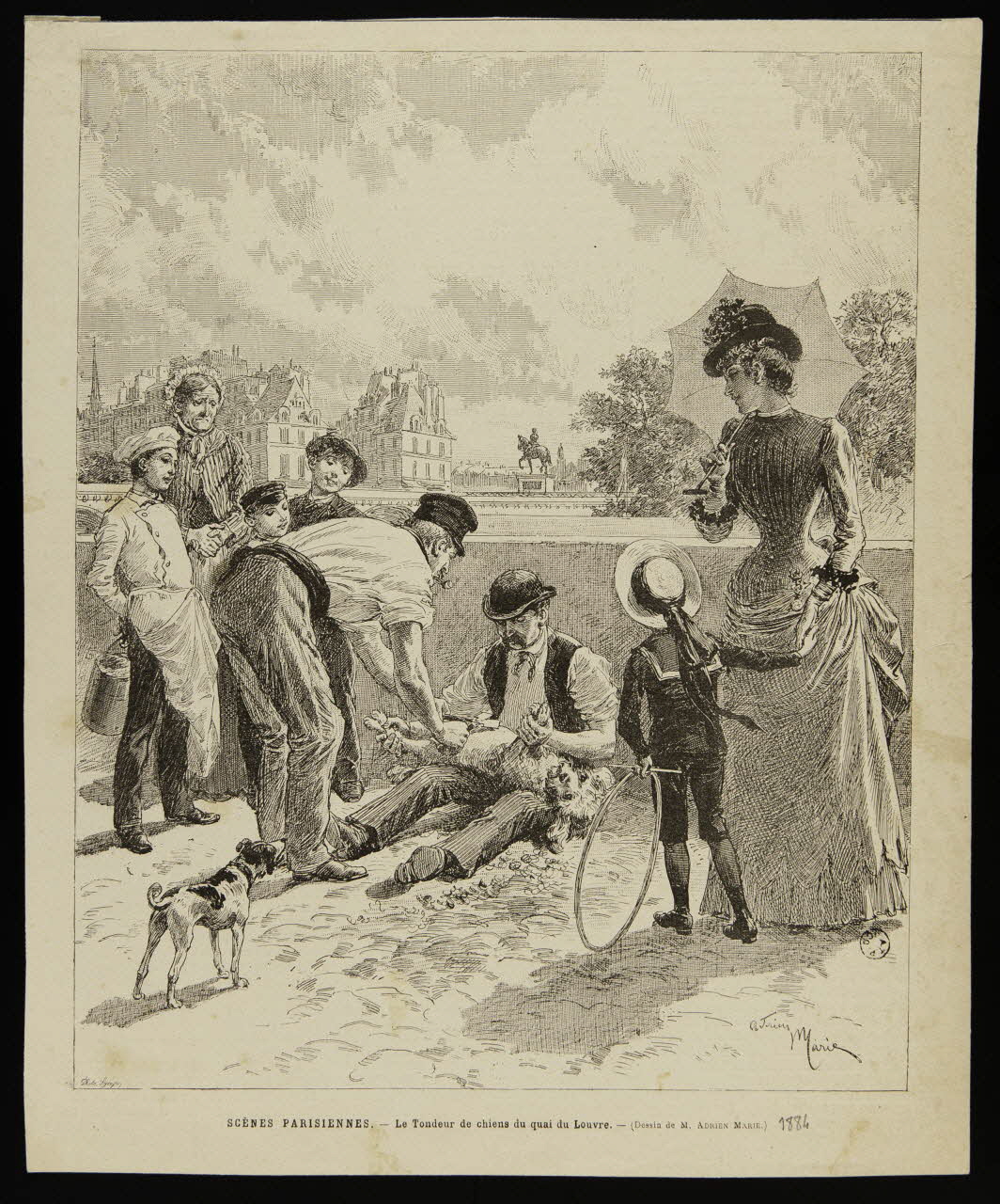 estampe SCENES PARISIENNES. - Le Tondeur de chiens du quai du Louvre. 1969.36.50 Photo