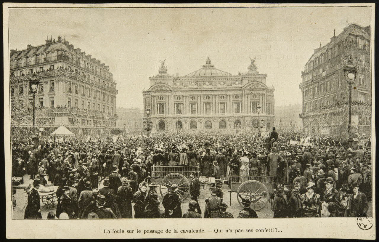 estampe La foule sur le passage de la cavalcade. - Qui n'a pas ses confetti ?... 1969.36.67 Photo