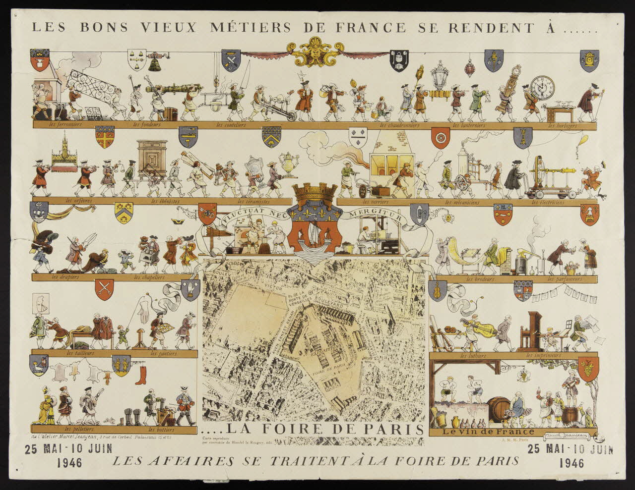 estampe LES BONS VIEUX METIERS DE FRANCE SE RENDENT A.....  ....LA FOIRE DE PARIS 1969.36.75 Photo