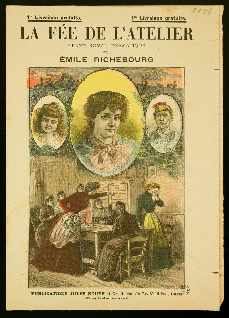 estampe LA FEE DE L'ATELIER  GRAND ROMAN DRAMATIQUE  PAR  EMILE RICHEBOURG 1969.36.80 Photo