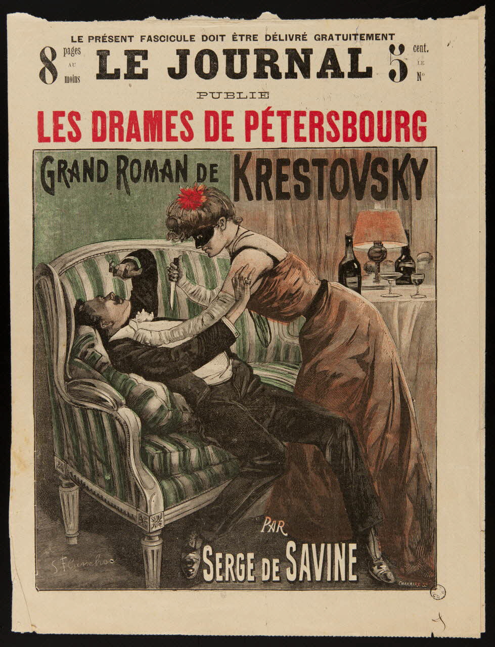 estampe LE JOURNAL  PUBLIE  LES DRAMES DE PETERSBOURG  GRAND ROMAN DE KRESTOVSKY 1969.36.85 Photo