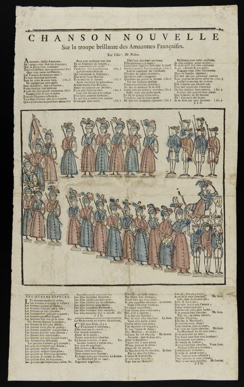 estampe CHANSON NOUVELLE  Sur la troupe brillante des Amazones Françaises. 1969.4.10 Photo