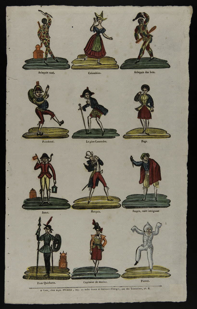 Alphonse Picard imagerie ancienne Personnages de la commedia dell'arte Caen 1828-1838 1969.4.13 Photo