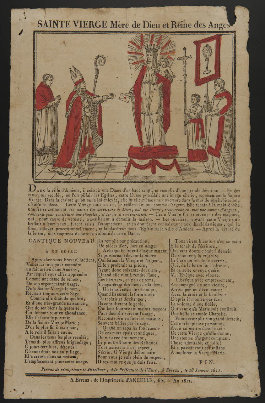 Jean-Jacques Ancelle imagerie ancienne SAINTE VIERGE Mère de Dieu et Reine des Anges. Evreux 1811 1969.4.9 Photo