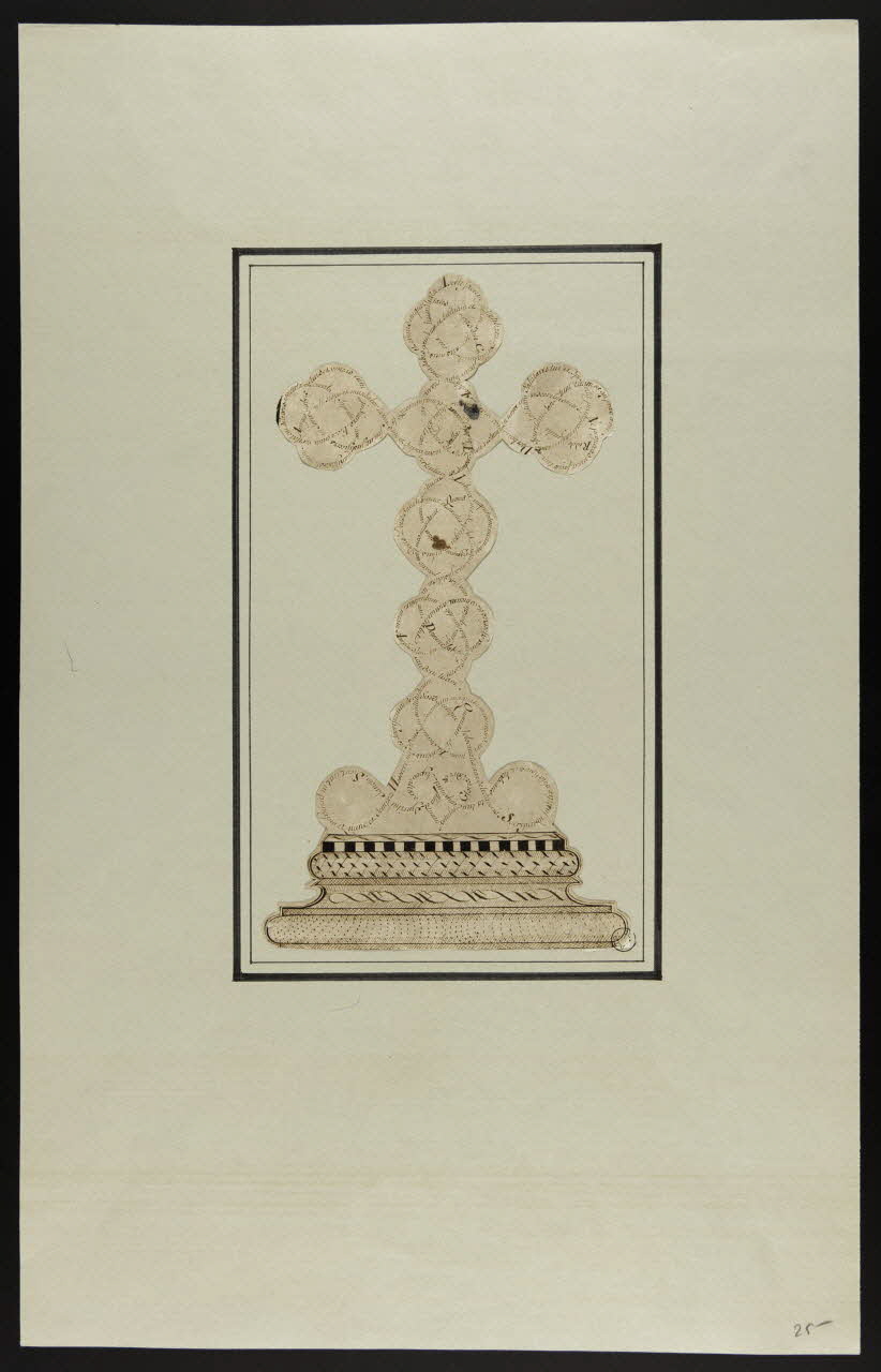 dessin Inscription latine en arabesques sur une croix découpée 1837 1969.5.33 Photo