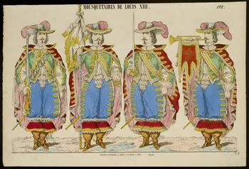 Gangel et Didion estampe MOUSQUETAIRES DE LOUIS XIII. Metz 1858-1868 1969.5.5 Photo