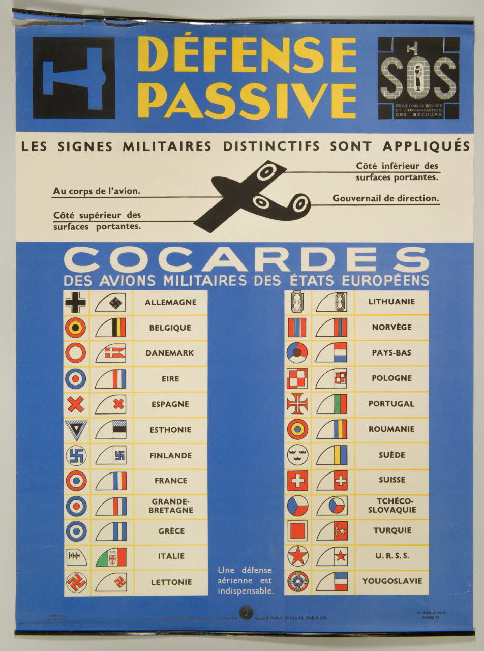 estampe COCARDES  DES AVIONS MILITAIRES DES ETATS EUROPEENS 1969.60.14 Photo