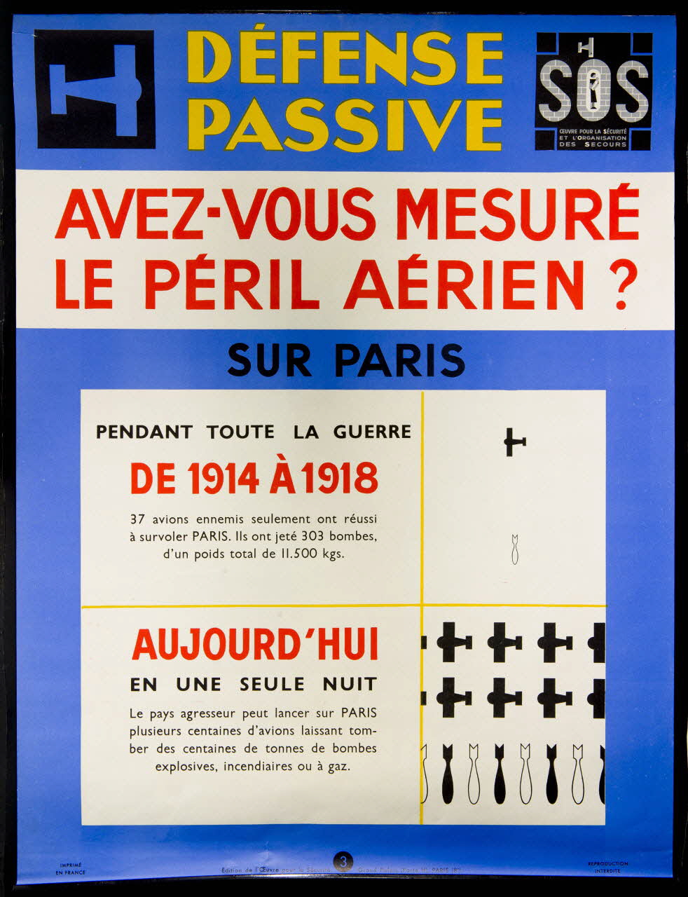 estampe DEFENSE  PASSIVE  AVEZ-VOUS MESURE  LE PERIL AERIEN ? 1969.60.15 Photo
