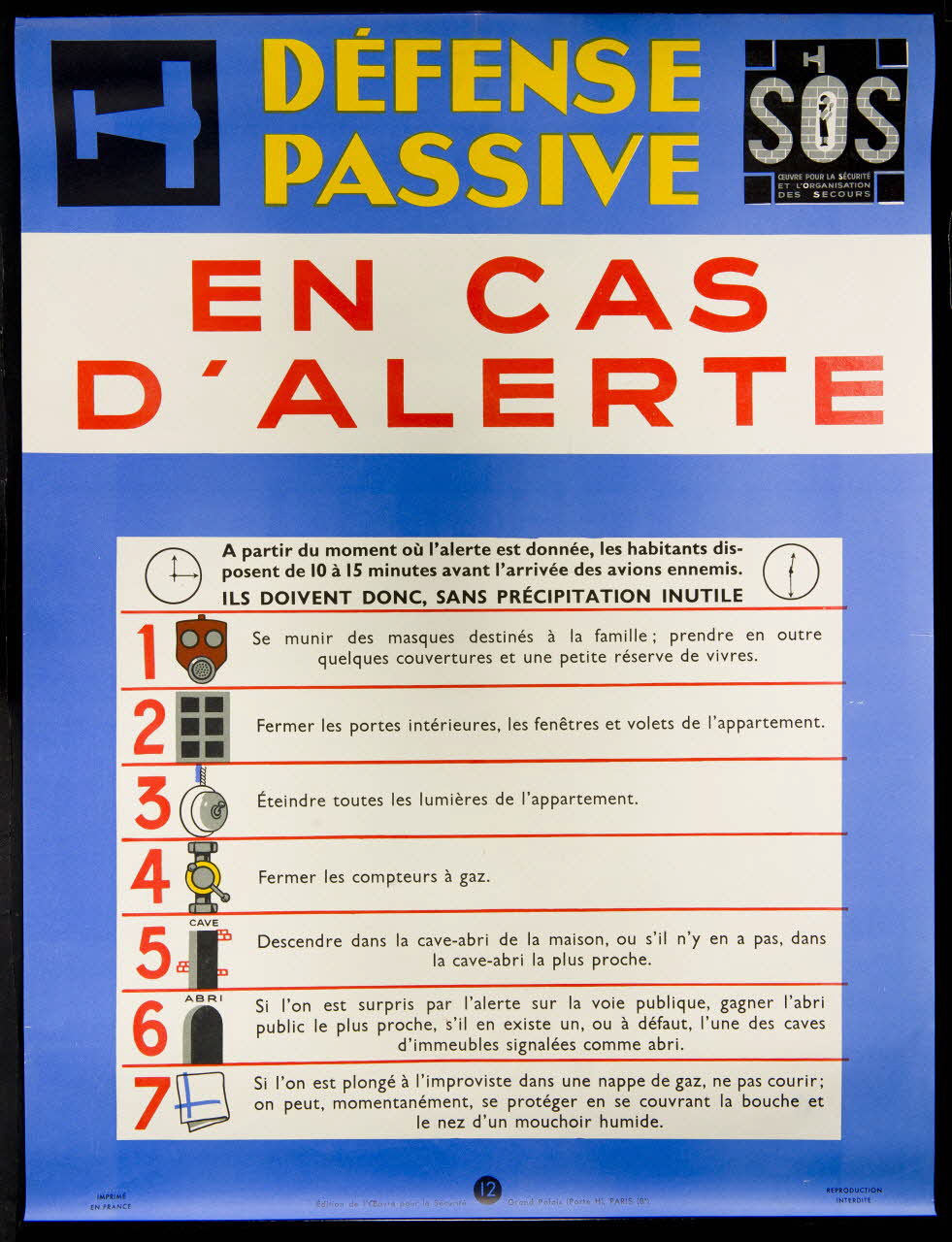 estampe DEFENSE  PASSIVE  EN CAS  D'ALERTE 1969.60.24 Photo