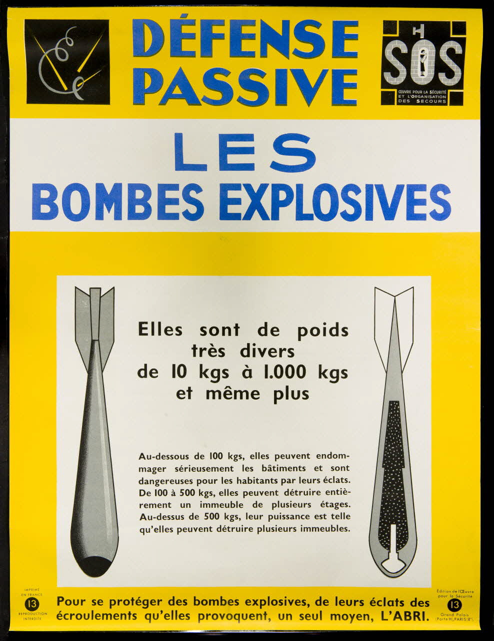 estampe DEFENSE  PASSIVE  LES  BOMBES EXPLOSIVES 1969.60.25 Photo