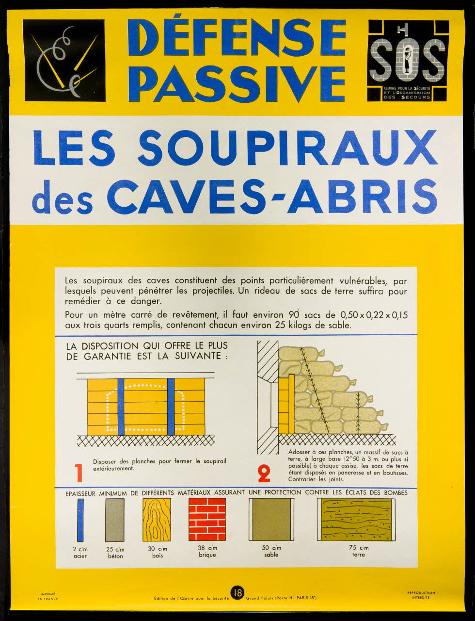 estampe DEFENSE  PASSIVE  LES SOUPIRAUX  des CAVES-ABRIS 1969.60.30 Photo