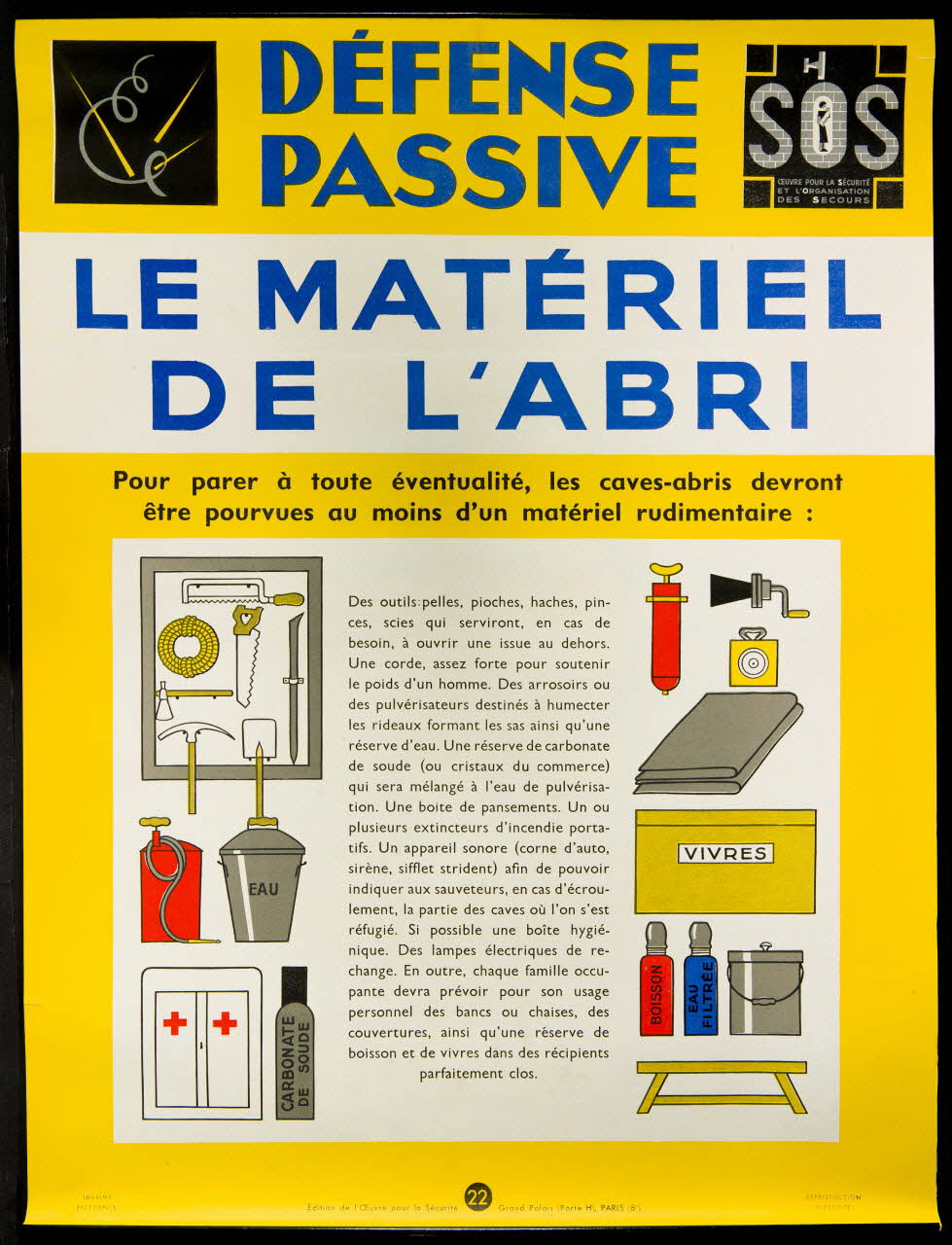 estampe DEFENSE  PASSIVE  LE MATERIEL  DE L'ABRI 1969.60.34 Photo