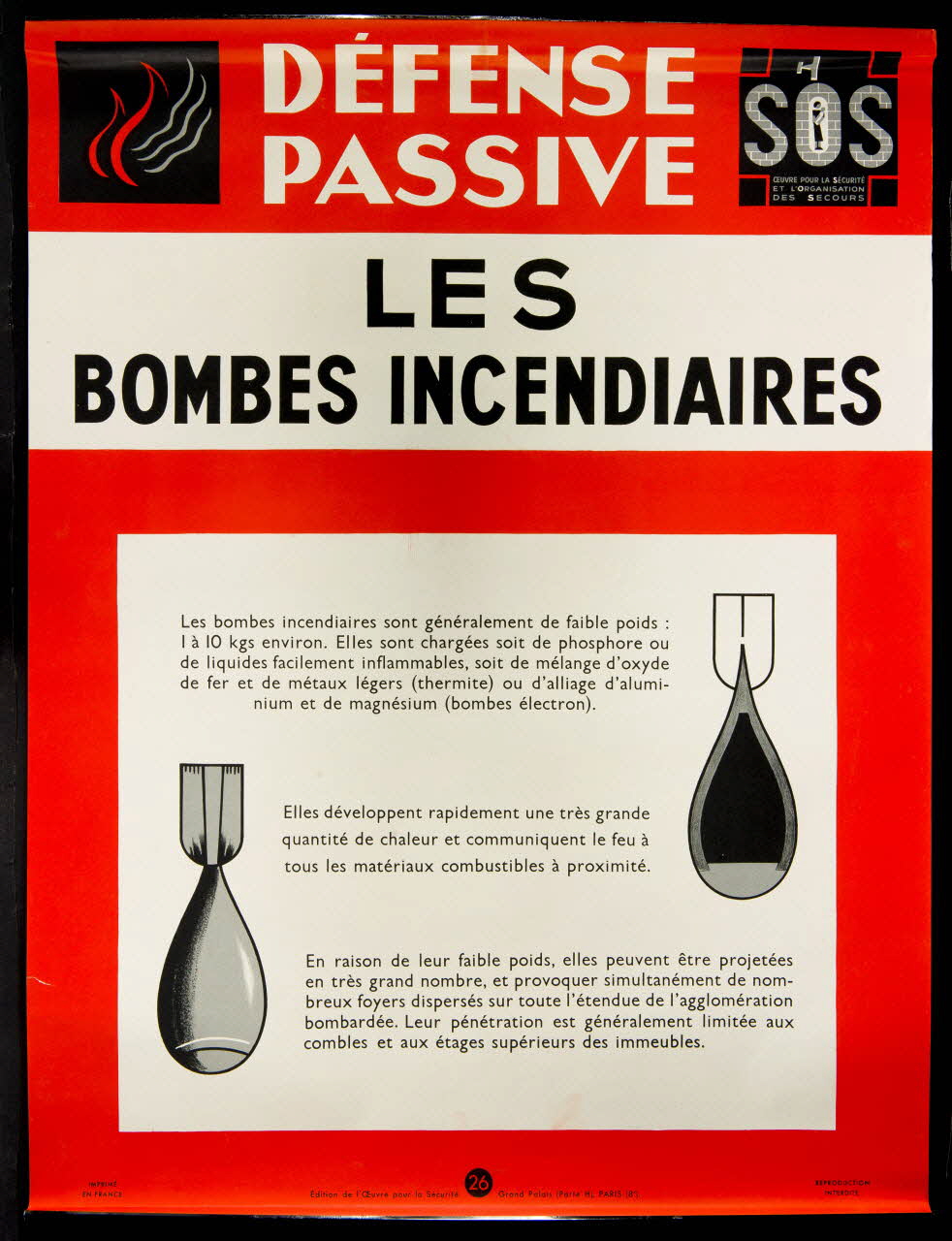 estampe DEFENSE  PASSIVE  LES  BOMBES INCENDIAIRES 1969.60.38 Photo