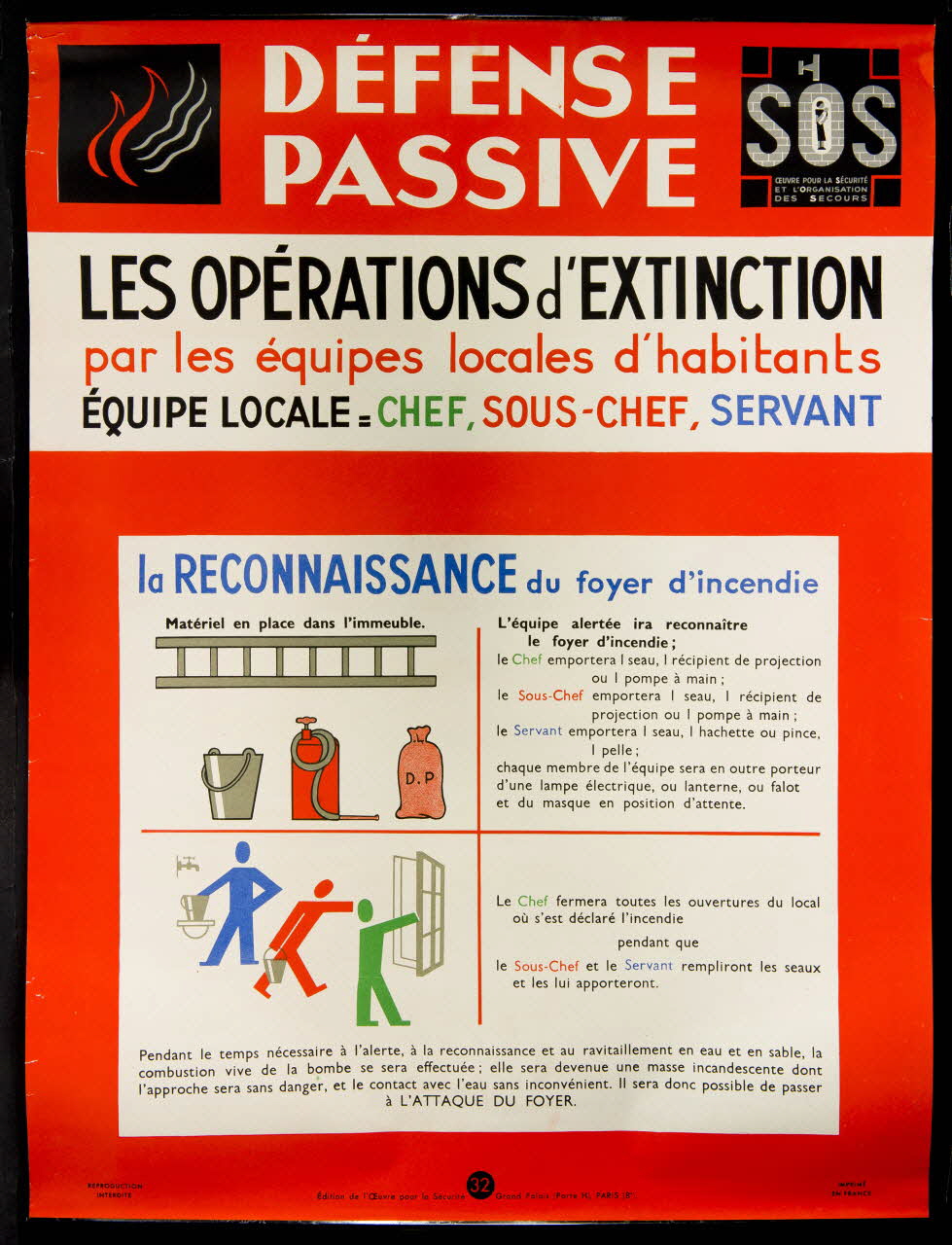 estampe DEFENSE  PASSIVE  LES OPERATIONS d'EXTINCTION  par les équipes locales d'habitants 1969.60.44 Photo
