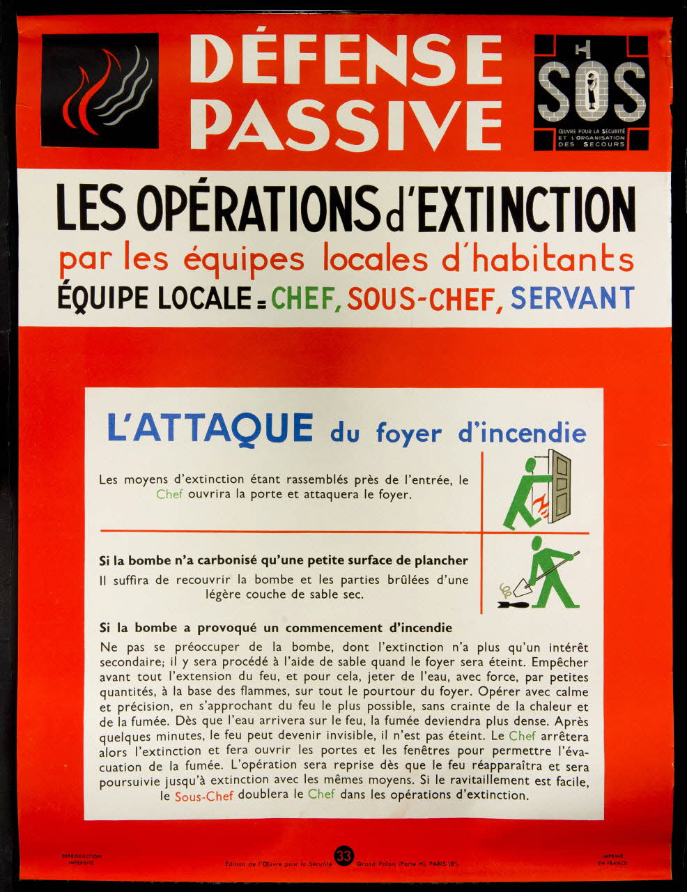 estampe DEFENSE  PASSIVE  LES OPERATIONS d'EXTINCTION  par les équipes locales d'habitants 1969.60.45 Photo