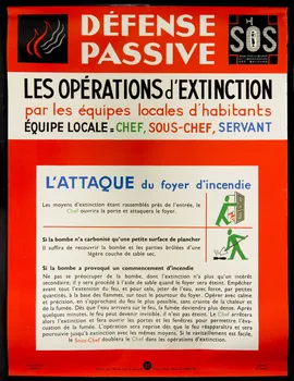 estampe DEFENSE  PASSIVE  LES OPERATIONS d'EXTINCTION  par les équipes locales d'habitants 1969.60.45 Photo