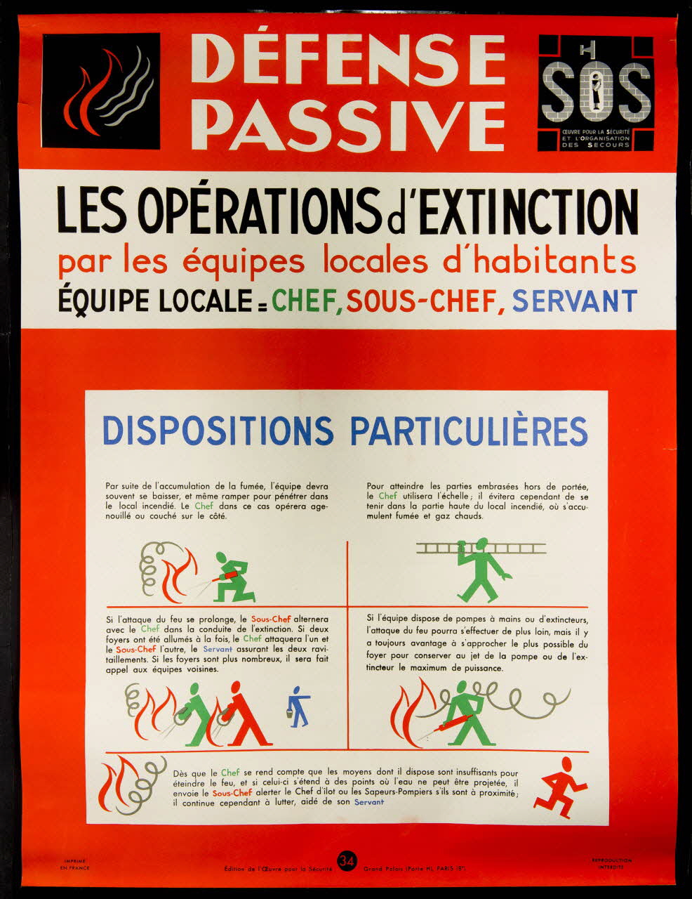 estampe DEFENSE  PASSIVE  LES OPERATIONS d'EXTINCTION  par les équipes locales d'habitants 1969.60.46 Photo
