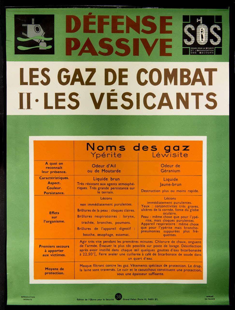 estampe DEFENSE  PASSIVE  LES GAZ DE COMBAT  II. LES VESICANTS 1969.60.50 Photo