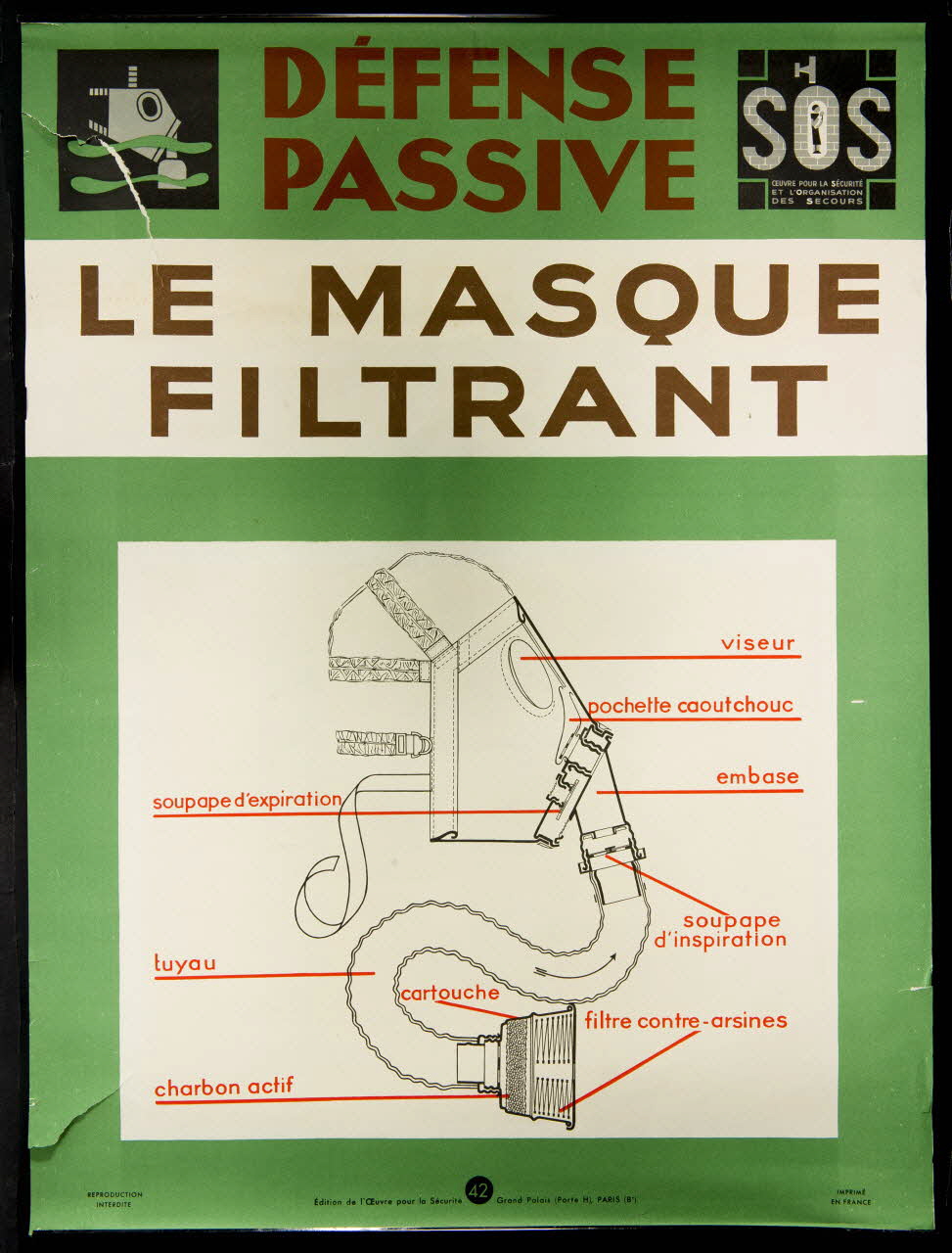 estampe DEFENSE  PASSIVE  LE MASQUE  FILTRANT 1969.60.54 Photo