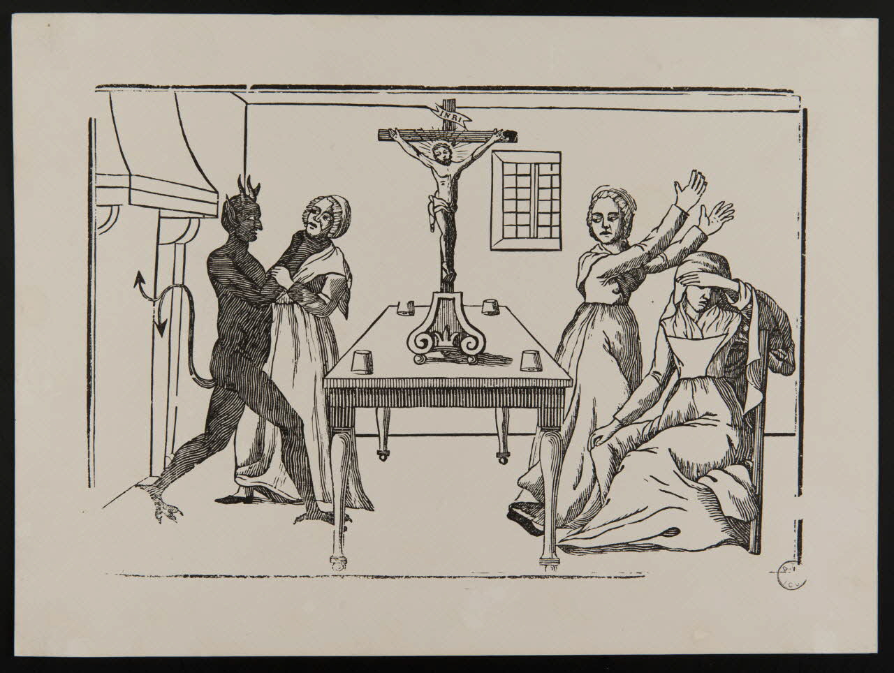 canard REPRESENTATION D'UNE CEREMONIE MAGIQUE FAITE PAR UNE PRETENDUE SORCIERE, POUR ATTRAPER L'ARGENT DES PERSONNES FAIBLES ET PEU ECLAIREES... 1969.87.187 Photo