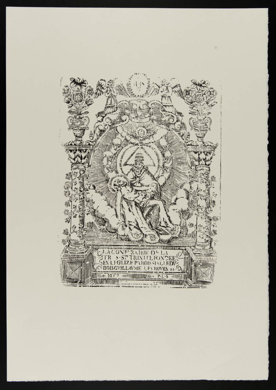 estampe LA CONFRAIRIE DE LA TRES STE TRINITE FONDEE EN L'EGLISE PAROISSIALE DU BOIS GUILLAUME LES ROUEN 1969.87.205.3 Photo