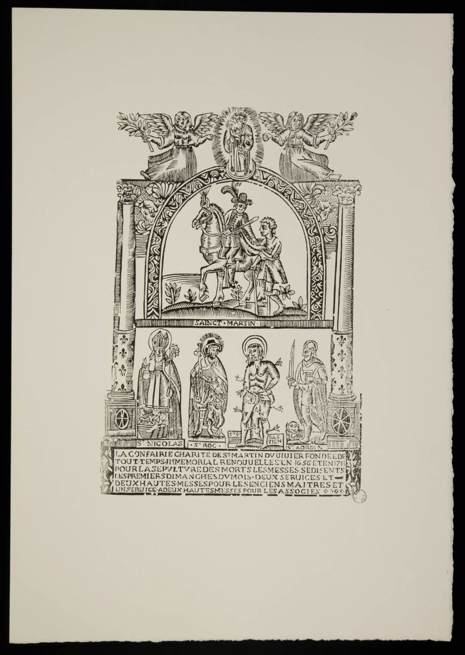 image de confrérie LA CONFRAIRIE CHARITE DE ST MARTIN DU VIVIER FONDEE DE  TOUT TEMPS IMMEMORIAL RENOUVELLEE EN 1656 ET EN 1753  [...] 1969.87.207.1 Photo