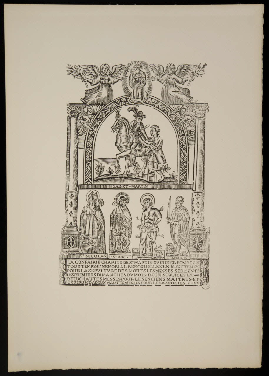 estampe LA CONFRAIRIE CHARITE DE ST MARTIN DU VIVIER FONDEE DE  TOUT TEMPS IMMEMORIAL RENOUVELLEE EN 1656 ET EN 1753  ... 1969.87.208 Photo
