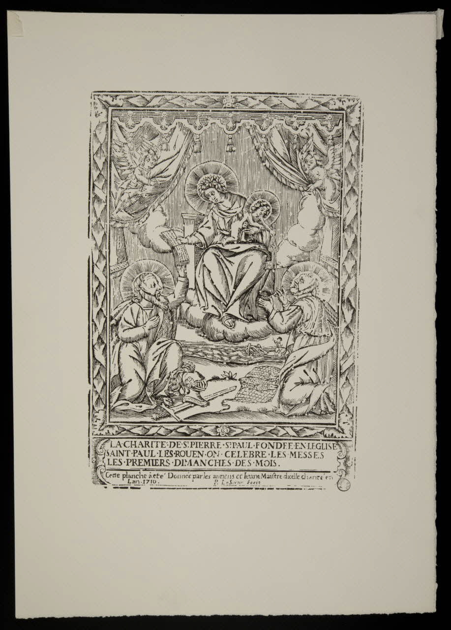estampe LA CHARITE DE ST PIERRE-ST PAUL FONDEE EN LEGLISE  SAINT PAUL LES ROUEN ON CELEBRE LES MESSES  LES PREMIERS DIMANCHES DES MOIS. 1969.87.214 Photo