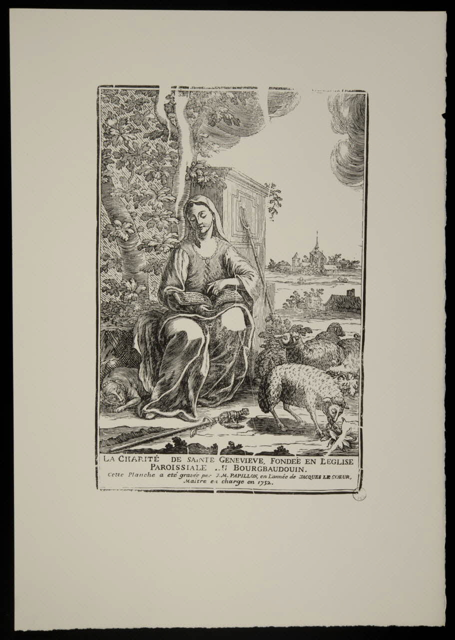 image de confrérie LA CHARITE DE SAINTE GENEVIEVE FONDEE EN L'EGLISE  PAROISSIALE DU BOURGBAUDOUIN. 1969.87.216 Photo