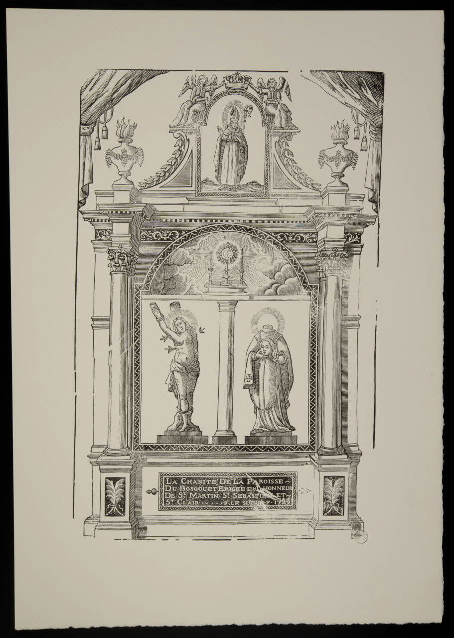 image de confrérie LA CHARITE DE LA PAROISSE  DU BOSQUET ERIGEE EN L'HONNEUR  DE ST MARTIN ST SEBASTIEN ET  ST CLAIR 1969.87.218 Photo