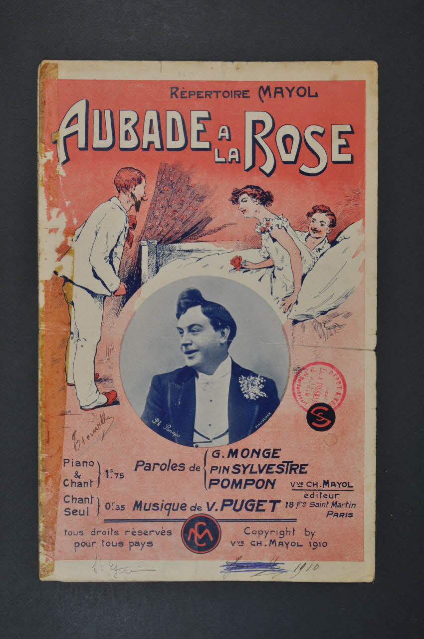 G Monge ; Vincent Puget ; Jacques Mayol ; Mayol chanson petit format Île-de-France, France 1910 1965.186.43 Photo Mucem