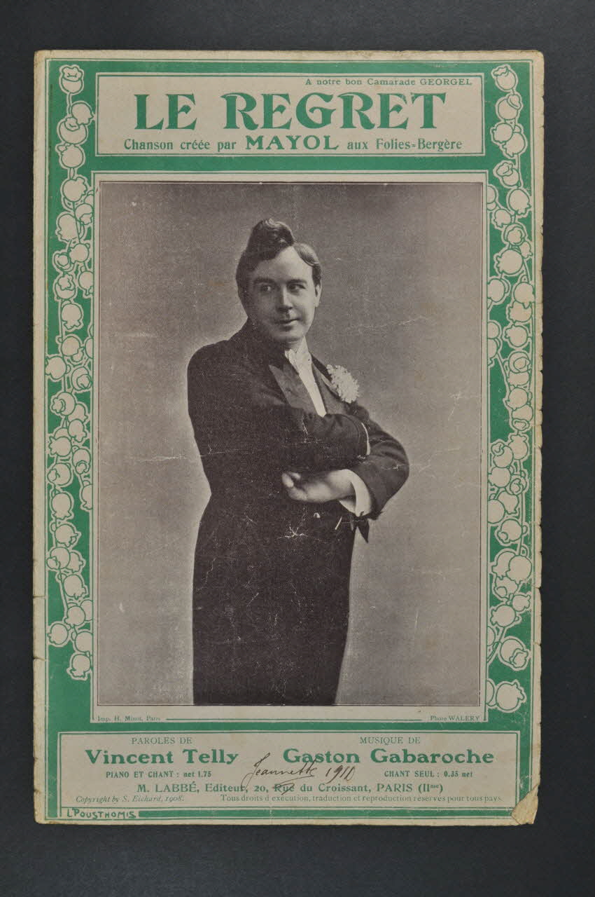 Vincent Telly ; Gaston Gabaroche ; Jacques Mayol ; Labbé chanson petit format Île-de-France, France 1908 1965.186.44 Photo Mucem