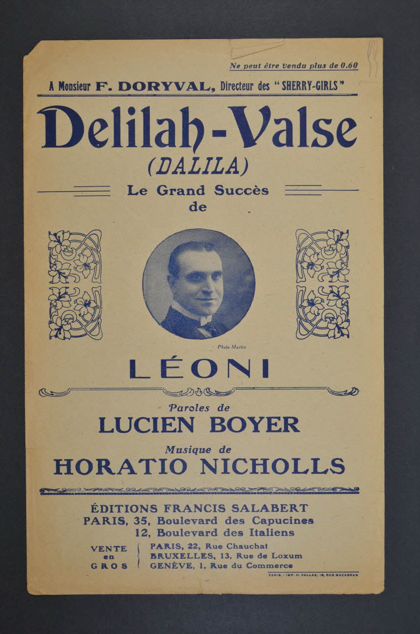 Lucien Boyer ; Horatio Nicholls ; Francis F. Salabert ; Henri Leoni chanson petit format Île-de-France, France 1919 1966.199.63 Photo Mucem