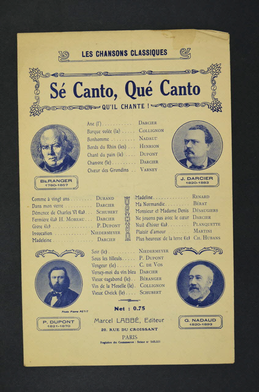 chanson petit format 1965.186.5 Photo Mucem