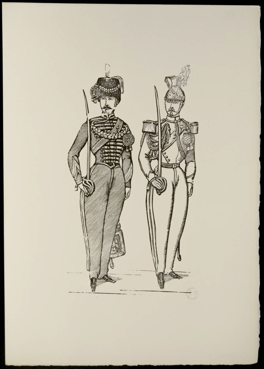 estampe Deux militaires en uniforme des dragons 1969.87.501.1 Photo