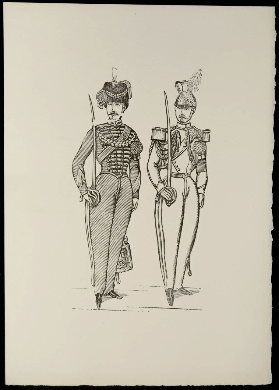 estampe Deux militaires en uniforme des dragons 1969.87.501.2 Photo