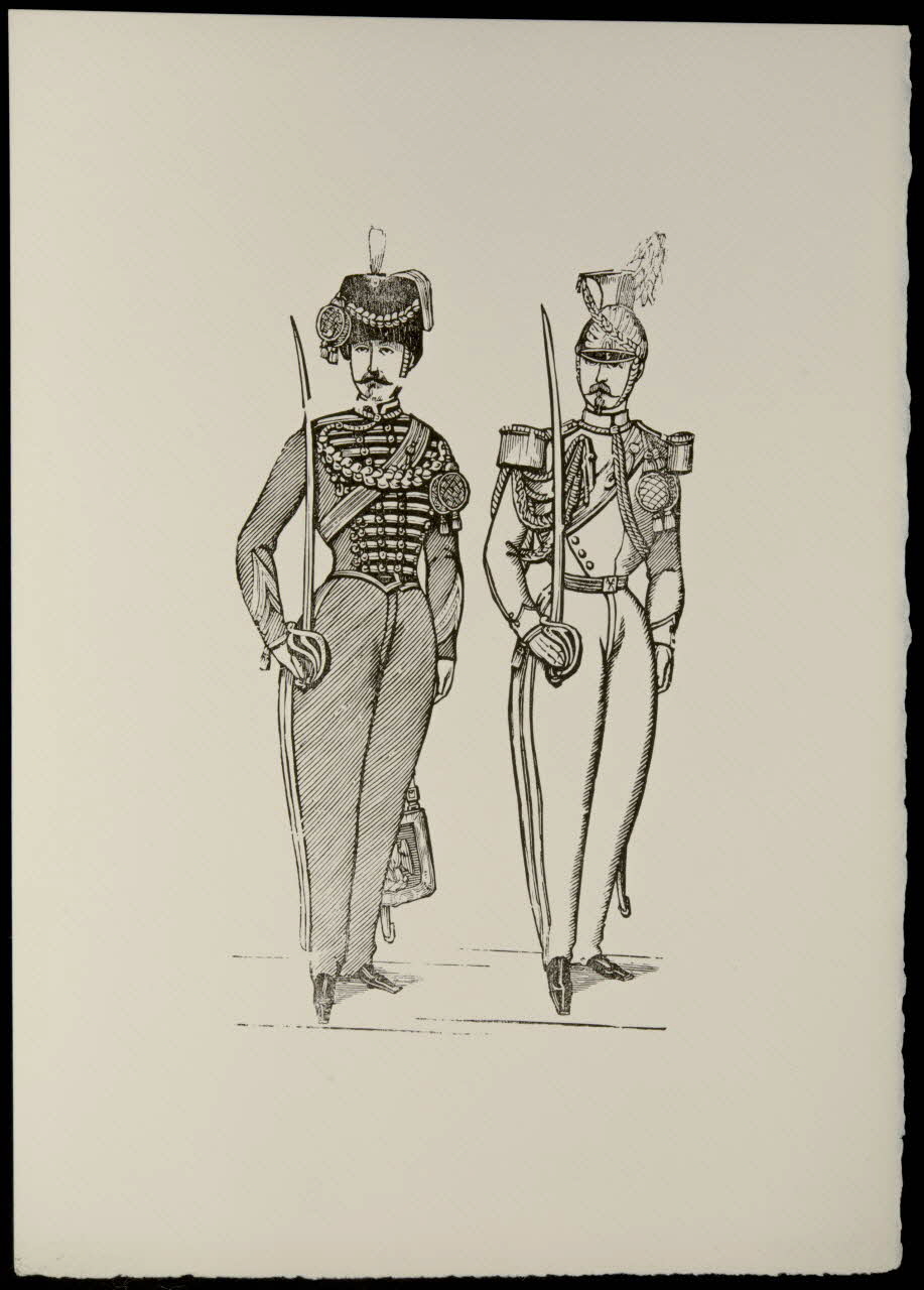estampe Deux militaires en uniforme des dragons 1969.87.501.3 Photo