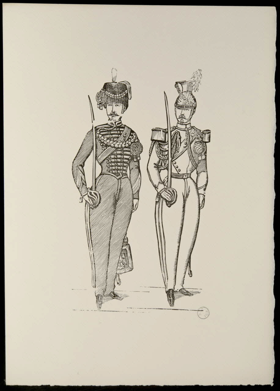 estampe Deux militaires en uniforme des dragons 1969.87.502 Photo